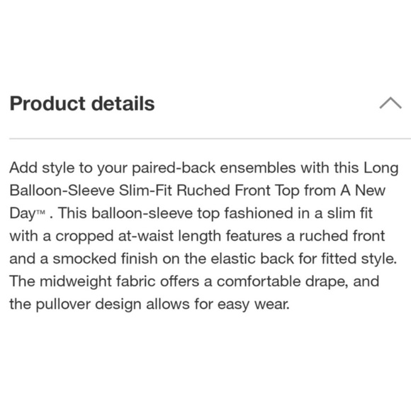 A New Day Black Long Balloon Sleeve Ruched Front Smocked Back Top - Picture 4 of 15